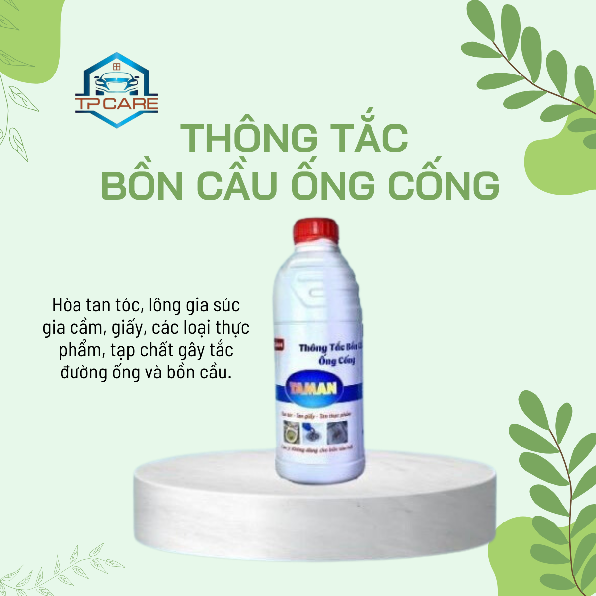 Dung dịch thông tắc bồn cầu - Ống cống siêu tốc (1 lít)